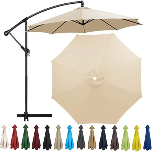 Sonnenschirm Ersatzbezug 2-4.0m 6/8 Streben, Sonnenschirm Stoff Uv Schutz 50 Windfest Strand Terrasse Garten Überdachung Ersatzabdeckung für Outdoor-Regenschirm (Beige Yellow,8 Ribs-4m(13ft)) von QSZTJJ