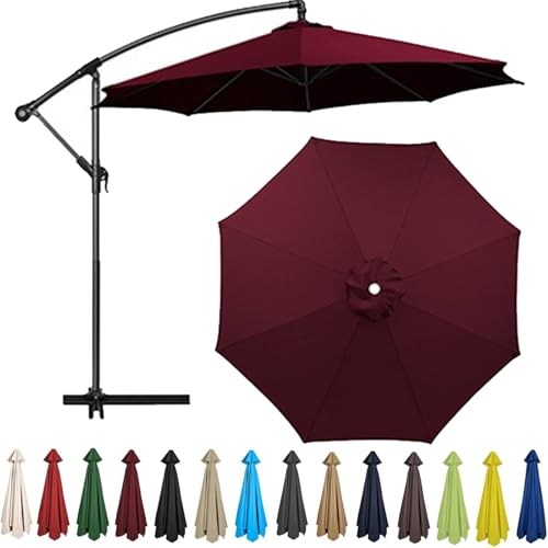 Sonnenschirm Ersatzbezug 2-4.0m 6/8 Streben, Sonnenschirm Stoff Uv Schutz 50 Windfest Strand Terrasse Garten Überdachung Ersatzabdeckung für Outdoor-Regenschirm (Wine Red,8 Ribs-4m(13ft)) von QSZTJJ