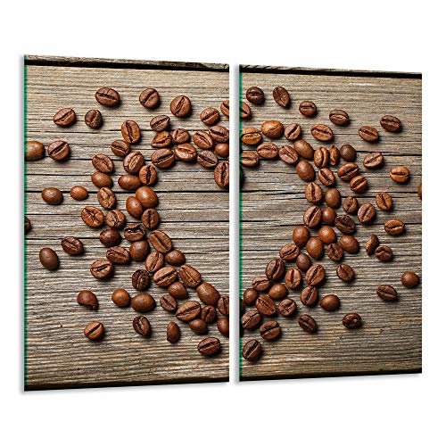 QTA | Herdabdeckplatten 2x30x52 cm Ceranfeld 2-Teilig Universal Elektroherd Induktion für Kochplatten Herdschutz Deko Schneidebrett Sicherheitsglas Spritzschutz Glas Holz Kaffee von QTA