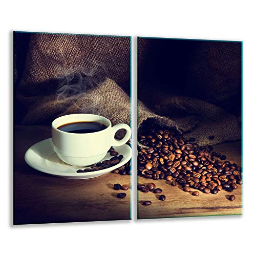 QTA | Herdabdeckplatten Set 2x30x52 cm Ceranfeld Abdeckung Glas Spritzschutz Abdeckplatte Glasplatte Herd Ceranfeldabdeckung Kaffee von QTA