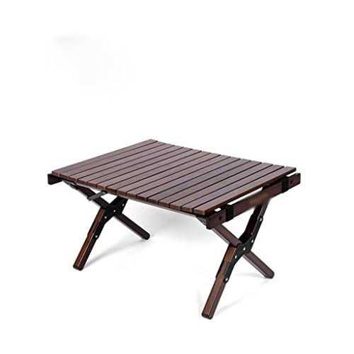 QTANZIQI Outdoor Camping Picknick Holz Schreibtisch Klappbarer Eierbrötchentisch Walnuss Tragbarer Faltbarer selbstfahrender Tourtisch (Farbe: Schwarznussfarbe, Größe: 60 * 45 * 36 cm) Silk von QTANZIQI
