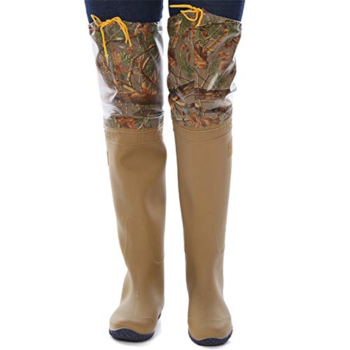 QTDZ Ultra Licht Angeln Wader Gummi Stiefel, Outdoor Bewegung PVC/Nylon-Jagdstiefel, wasserdichte rutschfest Wathose Größe 36-45 Fishing Bootfoot für Männer und Frauen,Gelb,41 EU von QTDZ