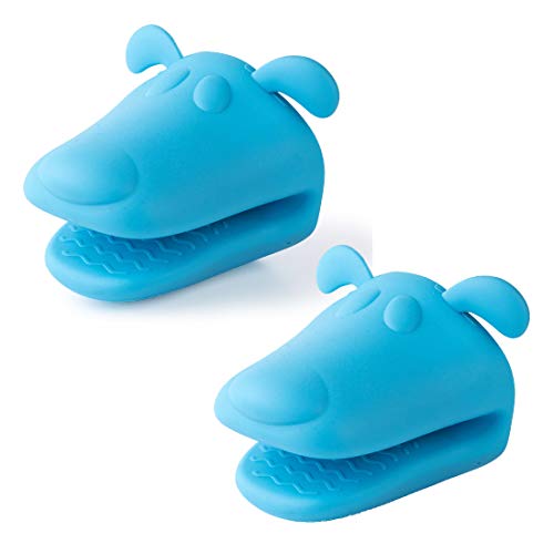 QTECLOR Mini-Ofenhandschuhe, BPA-freies Silikon, hitzebeständig, Kochhandschuhe, Topflappen für Küche, Kochen und Backen, niedliche Handschuhe (Blau) von QTECLOR