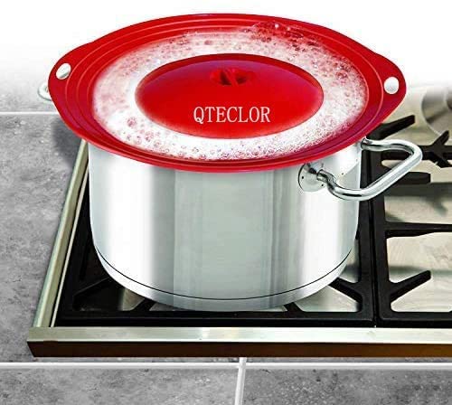 Topfdeckel Spill Stopper Deckel - Verdicken Sie Silikon-Überkochschutz, FDA Food Grade Stopper Deckeldeckel für Töpfe und Pfannen, BPA-freier Instant-Topfdeckel, passend für Öffnungen von 6" bis 10 von QTECLOR