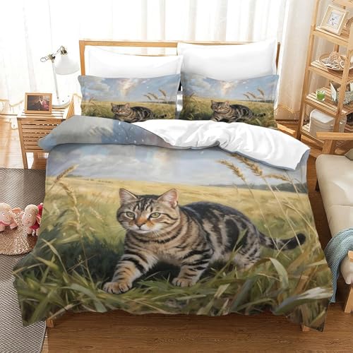 QTIVARLEN Britische Kurzhaare Bettbezug Set Bettwäsche Kinderbettwäsche-Set Reißverschluss Mit Kissenbezug Betten Set Für Jugendliche Kinder Schlafzimmer Super King（260x220cm） von QTIVARLEN