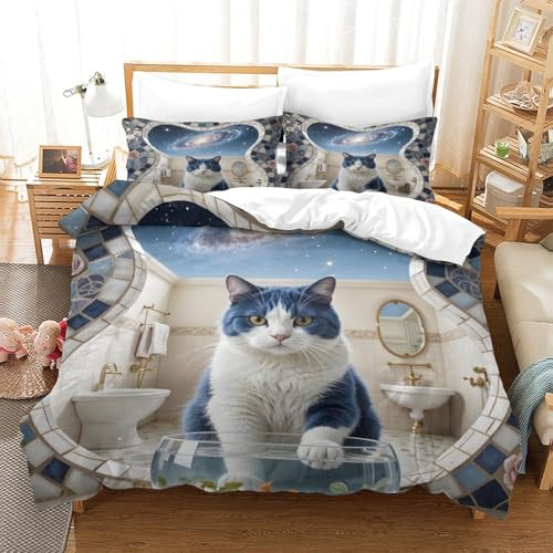 QTIVARLEN Britische Kurzhaare Bettbezug Set Bettwäsche Set Kinderbettwäsche-Set Reißverschluss Mit Kissenbezug Betten Set Für Jugendliche Kinder Schlafzimmer Single（140x200cm） von QTIVARLEN