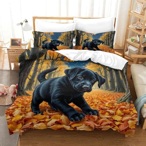QTIVARLEN Der Labrador Retriever Bettbezug Bettwäsche Kinderbettwäsche-Set Reißverschluss Mit Kissenbezug Betten Set Für Jugendliche Kinder Schlafzimmer Super King（260x220cm） von QTIVARLEN