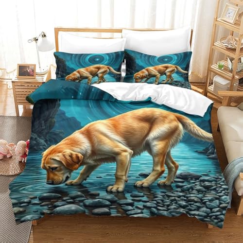 QTIVARLEN Der Labrador Retriever Bettbezug Bettwäsche-Sets Kinderbettwäsche-Set Reißverschluss Mit Kissenbezug Betten Set Für Jugendliche Kinder Schlafzimmer Super King（260x220cm） von QTIVARLEN