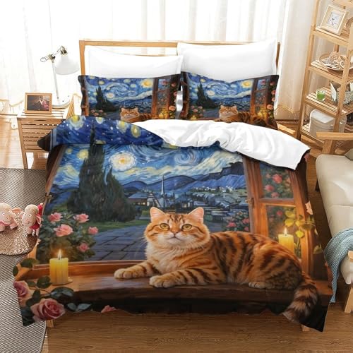 QTIVARLEN Garfield Bettbezug Bettwäsche Kinderbettwäsche-Set Reißverschluss Mit Kissenbezug Betten Set Für Jungen Und Mädchen, Kinder Super King（260x220cm） von QTIVARLEN