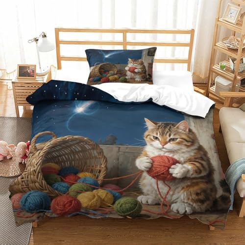 QTIVARLEN Garfield Bettbezug Bettwäsche Set Kinderbettwäsche-Set Reißverschluss Mit Kissenbezügen Betten Set Für Jugendliche Kinder Schlafzimmer Single（135x200cm） von QTIVARLEN