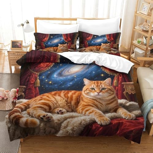 QTIVARLEN Garfield Bettbezug Bettwäsche Set Kinderbettwäsche-Set Reißverschluss Mit Kissenbezug Betten Set Für Jugendliche Kinder Schlafzimmer Double（200x200cm） von QTIVARLEN
