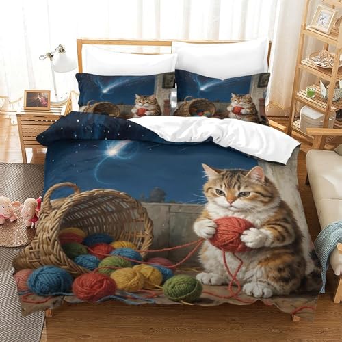 QTIVARLEN Garfield Bettbezug Bettwäsche-Sets Kinderbettwäsche Reißverschluss Mit Kissenbezügen Betten Set Für Jugendliche Kinder Schlafzimmer Single（140x200cm） von QTIVARLEN