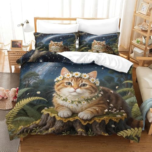 QTIVARLEN Garfield Bettbezug Set Bettwäsche-Sets Kinderbettwäsche-Set Reißverschluss Mit Kissenbezügen Betten Set Für Jugendliche Kinder Schlafzimmer Super King（260x220cm） von QTIVARLEN