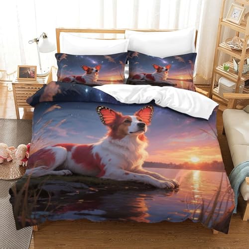 QTIVARLEN Papillon Bettbezug Bettwäsche Set Kinderbettwäsche Reißverschluss Mit Kissenbezug Betten Set Für Jugendliche Kinder Schlafzimmer Super King（260x220cm） von QTIVARLEN