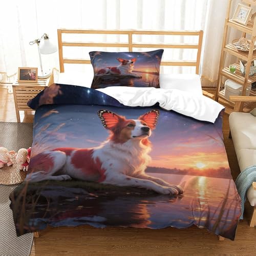 QTIVARLEN Papillon Bettbezug Set Bettwäsche Kinderbettwäsche-Set Reißverschluss Mit Kissenbezug Betten Set Für Jugendliche Kinder Schlafzimmer Single（135x200cm） von QTIVARLEN