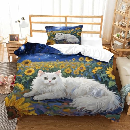 QTIVARLEN Persische Katze Bettbezug Bettwäsche-Sets Kinderbettwäsche Reißverschluss Mit Kissenbezügen Betten Set Für Jugendliche Kinder Schlafzimmer Single（135x200cm） von QTIVARLEN