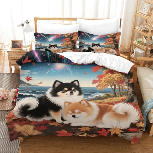 QTIVARLEN Pommern Bettbezug Set Bettwäsche-Sets Kinderbettwäsche Reißverschluss Mit Kissenbezug Betten Set Für Jugendliche Kinder Schlafzimmer Single（140x200cm） von QTIVARLEN