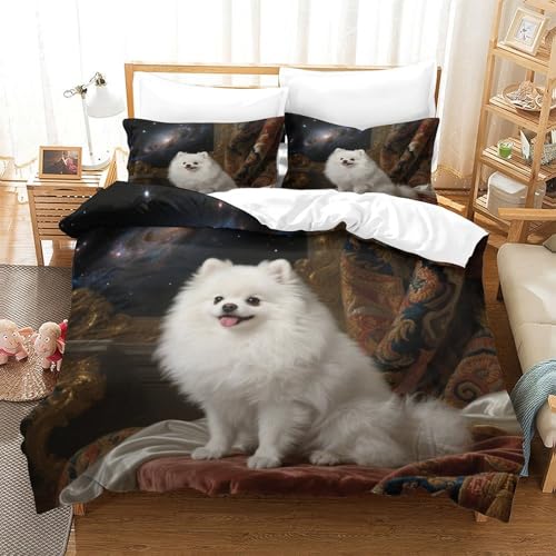 QTIVARLEN Pommern Bettbezug Set Bettwäsche-Sets Kinderbettwäsche-Set Reißverschluss Mit Kissenbezügen Betten Set Für Jungen Und Mädchen, Kinder Super King（260x220cm） von QTIVARLEN