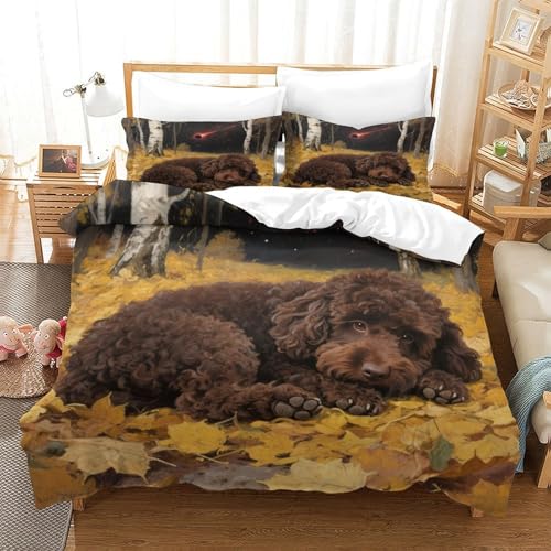 QTIVARLEN Poodle Bettbezug Bettwäsche Set Kinderbettwäsche-Set Reißverschluss Mit Kissenbezügen Betten Set Für Jungen Und Mädchen, Kinder Super King（260x220cm） von QTIVARLEN