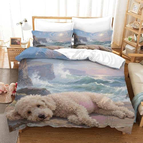 QTIVARLEN Poodle Bettbezug Bettwäsche Set Kinderbettwäsche-Set Reißverschluss Mit Kissenbezug Betten Set Für Jungen Und Mädchen, Kinder Double（200x200cm） von QTIVARLEN
