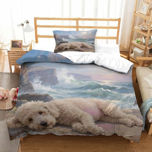 QTIVARLEN Poodle Bettbezug Bettwäsche-Sets Kinderbettwäsche Reißverschluss Mit Kissenbezug Betten Set Für Jugendliche Kinder Schlafzimmer Single（135x200cm） von QTIVARLEN