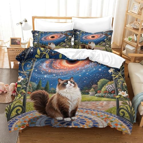 QTIVARLEN Ragdoll Bettbezug Set Bettwäsche Set Kinderbettwäsche-Set Reißverschluss Mit Kissenbezug Betten Set Für Jungen Und Mädchen, Kinder Super King（260x220cm） von QTIVARLEN
