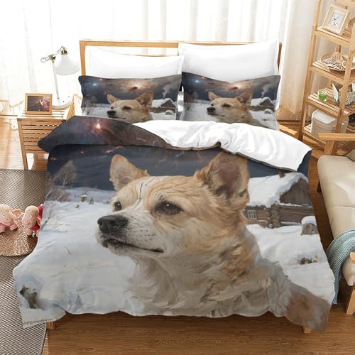 QTIVARLEN Shih Tzu Bettbezug Set Bettwäsche Set Kinderbettwäsche-Set Reißverschluss Mit Kissenbezug Betten Set Für Jungen Und Mädchen, Kinder Single（140x200cm） von QTIVARLEN