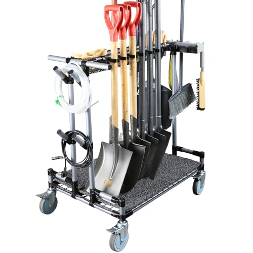 Robuster Gartenwerkzeug-Organizer, ideal für Gartenarbeit, verbesserte 12,7 cm Räder für Rasen und Sand, Werkzeugaufbewahrung mit langem Griff Robuster Gartenwerkzeug-Organizer, ideal für Gartenarbeit, verbesserte 12,7 cm Räder für Rasen und Sand, Werkzeugaufbewahrung mit langem Griff von QTJH