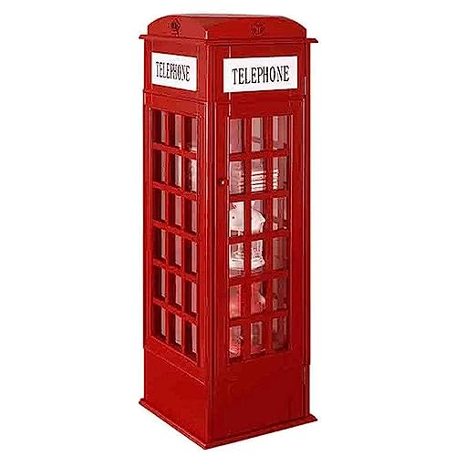 Bücherregal für Telefonzelle, 5-stöckiges Holz-Bücherregal, bodenstehendes Bücherregal mit Acryl-Tür, niedlicher Londoner Telefonzelle, Aufbewahrungsschrank für Kinder und Erwachsene, Vitrinenschrank von QTQHOME