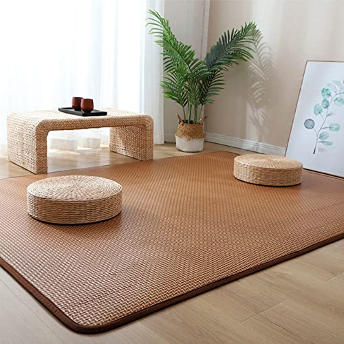 Japanische Tatami-Bodenmatte, natürliches Rattan, rutschfest, atmungsaktiv, Sommer, faltbar, Bodenmatte für den Innenbereich, für Wohnzimmer, Schlafzimmer, Krabbelspielmatte (200 x 300 cm, F) von QTQHOME