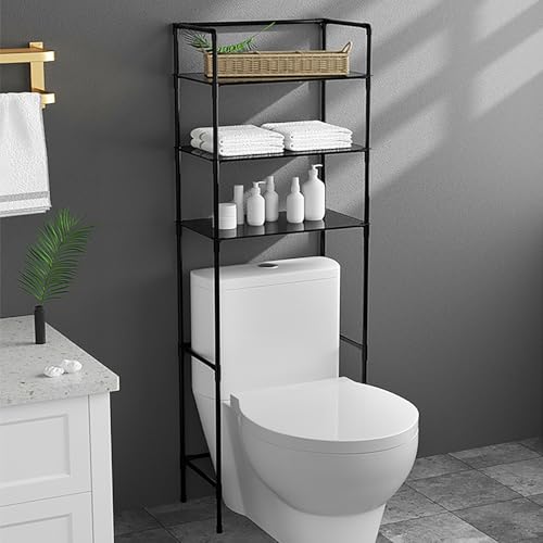 QTQHOME Aufbewahrung über der Toilette, 3-stöckiges Badezimmer-Aufbewahrungsregal, Badezimmerständer-Organizer, vielseitiges Regal, platzsparend, einfache Montage, Schwarz QTQHOME Aufbewahrung über der Toilette, 3-stöckiges Badezimmer-Aufbewahrungsregal, Badezimmerständer-Organizer, vielseitiges Regal, platzsparend, einfache Montage, Schwarz von QTQHOME