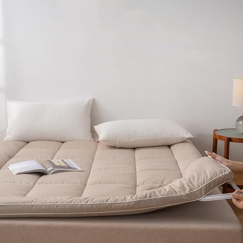 QTQHOME Faltbare Futon-Matratze, tragbar, gesteppt, Camping-Matratze, dicke Tatami-Matte, aufrollbare Matratze, Schlafunterlage für Sofa, Zuhause und Camping (120 x 203 cm), Khaki) von QTQHOME