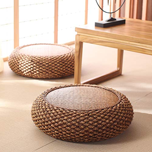 QTQHOME Handgewebtes flaches Tatami-Bodenkissen, japanisches Stroh, Futon-Sitzkissen, Erkerfenster, Matte für Zen Yoga, natürlich, umweltfreundlich, groß, 40 x 40 x 17 cm von QTQHOME