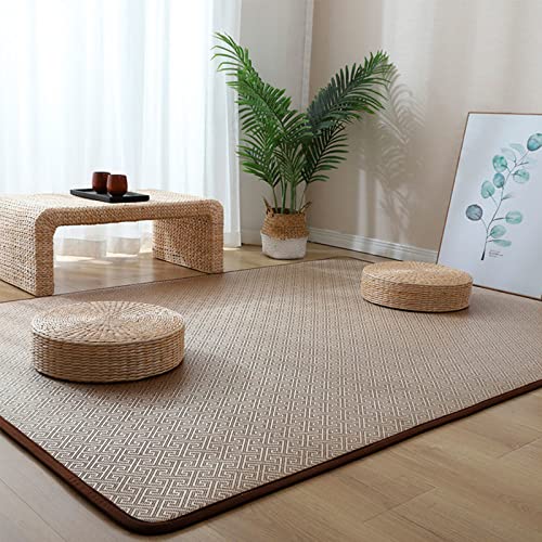 QTQHOME Japanische Tatami-Bodenmatte, natürliches Rattan, rutschfest, atmungsaktiv, Sommer, faltbar, Bodenmatte für den Innenbereich, für Wohnzimmer, Schlafzimmer, Krabbelspielmatte (140 x 200 cm, B) von QTQHOME