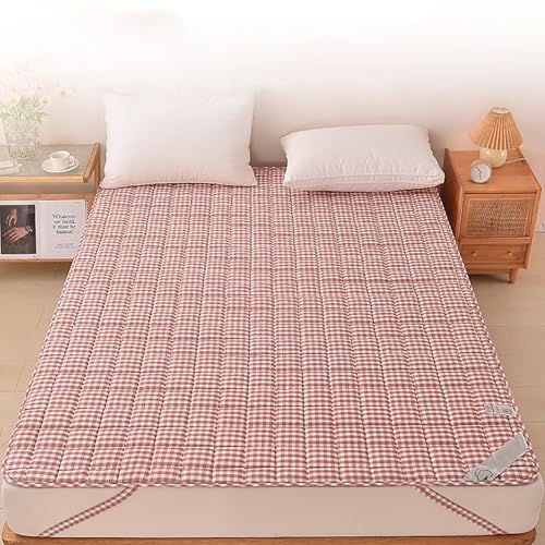 QTQHOME Japanische aufrollbare Futon-Matratze, weiche, faltbare Matratze, Baumwollstoff, gesteppte Tagesdecke, dicke Tatami-Matte, Isomatte für Zuhause (120 x 203 cm), Rosa von QTQHOME