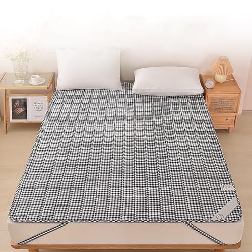 QTQHOME Japanische aufrollbare Futon-Matratze, weiche, faltbare Matratze, Baumwollstoff, gesteppte Tagesdecke, dicke Tatami-Matte, Isomatte für Zuhause (120 x 203 cm), schwarz) von QTQHOME