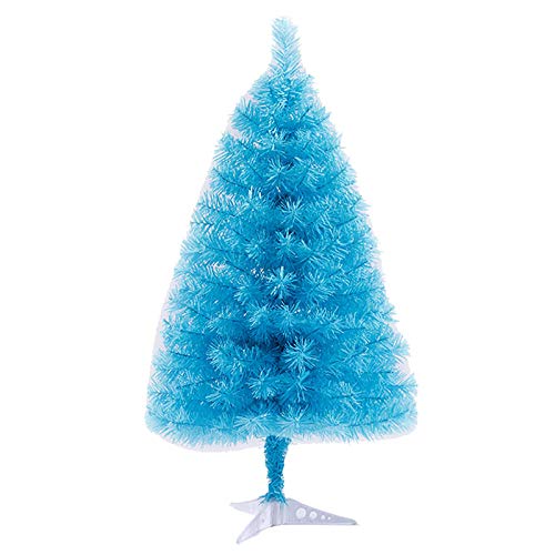 QTQHOME Leicht Tischplatte Christbaum Mit Stand Für Small Place Urlaubsdekoration,PVC Tannenbaum,Kleiner Weihnachtsbaum,Bunten Künstlicher Weihnachtsbaum-Blau 90cm/3ft von QTQHOME