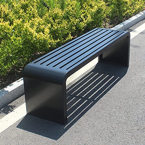 QTQHOME Outdoor-Bank mit Stahlrahmen, wetterfest, Metallbank für den Außenbereich, Premium-Außenbank, Parkbank, Terrassenbank, Gartenbank (119,9 x 40,1 x 45,2 cm, schwarz) von QTQHOME