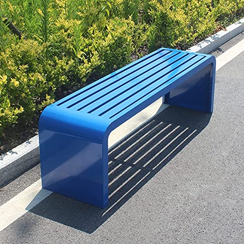 QTQHOME Outdoor-Bank mit Stahlrahmen, wetterfest, Metallbank für den Außenbereich, Premium-Außenbank, Parkbank, Terrassenbank, Gartenbank (99,8 x 40,1 x 45,2 cm, blau) von QTQHOME