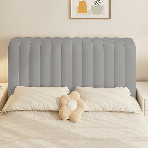 QTQHOME Samt-Kopfteilbezug, Stretch-Kopfteil-Bezüge, 360°-Rundum-Wickel-Bett-Kopfteilbezug, gesteppter Schutz für Schlafzimmer-Dekor (150,1 cm, Grau A) von QTQHOME