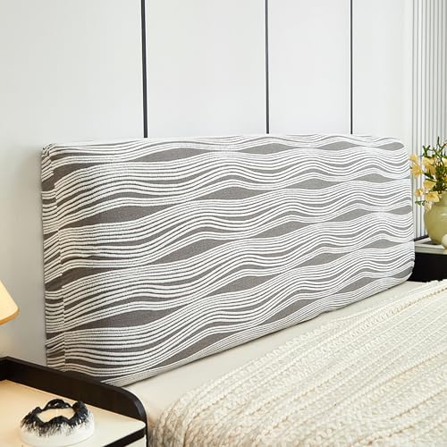 QTQHOME Stretch-Bett-Kopfteilbezug, bedruckter Kopfteil-Schonbezug, rutschfest, gepolstert, für Schlafzimmer-Dekoration (220 cm, Grau) von QTQHOME