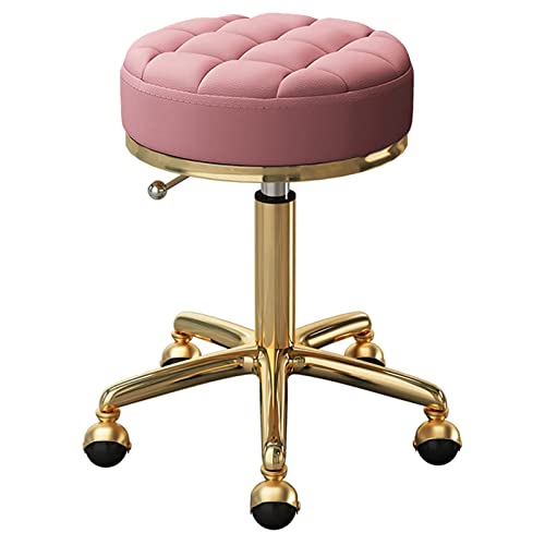 Runder Rollhocker mit Rollen, 360° drehbarer Hocker, verstellbarer Arbeitshocker, 172 kg Kapazität, goldener Spa-Salon-Hocker, Wimpern-Schönheits-Hocker, Tattoo-Hocker, Pediküre-Hocker (Sitzhöhe 45 cm von QTQHOME