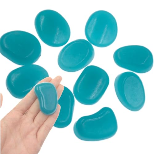 QTTLLI 10 Stück 4,3 cm große leuchtende Kieselsteine, leuchten im Dunkeln, dekorative Steine für Garten, Weg, Gehweg, Hof, Aquarium, Hellblau QTTLLI 10 Stück 4,3 cm große leuchtende Kieselsteine, leuchten im Dunkeln, dekorative Steine für Garten, Weg, Gehweg, Hof, Aquarium, Hellblau von QTTLLI