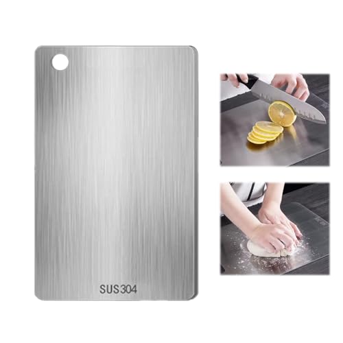 GUTERTOP Titan Schneidebrett for Tovara Leicht zu Reinigen, Doppelseitige Stainless Steel Cutting Board, Titanium Pro Schneidebrett Edelstahl für Küchenarbeitsplatten Kochen Outdoor Camping Wandern von QTTRPCU