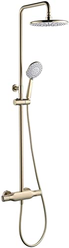 Dusch Set Duscharmaturen -Set -Wand -Duschsystem 10 Zoll Niederschlag Duschkopfhöhe Einstellbares Regendusch Combo Set 3 Funktionen Badewanne und Duschausstattungskit mit Wannenausstrich, Handheld von QTYQWC