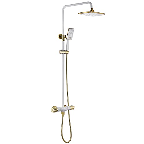 Dusche mit Duschkopf, Duschkombination Set Wandmontage Dusche Wasserhahn Set Doppelgriff Regenmixer Dusche Combo Set mit 3 Modus Handheld Dusche, Wasserfallwanne, schwarzes Chrom Dusche mit Duschkopf, Duschkombination Set Wandmontage Dusche Wasserhahn Set Doppelgriff Regenmixer Dusche Combo Set mit 3 Modus Handheld Dusche, Wasserfallwanne, schwarzes Chrom von QTYQWC