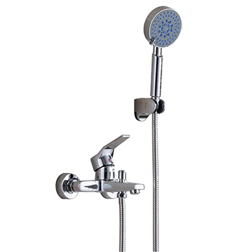 Duschkopf mit Handheld, Duscharmaturen Sets Hochdruckverstellbarer Anti-Leak-Duschkopf mit Halter/Schlauch, Chrom (a) von QTYQWC