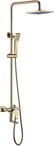 Duschsystem Set mit Duschkopfkopf Duschschlauch Duschhahn Set Set Wall montiertem Höhenhöhe Einstellbare Duschkombination mit Handheld -Dusche, rotierbarer Wannenauslauf, goldene Dekoration Duschsystem Set mit Duschkopfkopf Duschschlauch Duschhahn Set Set Wall montiertem Höhenhöhe Einstellbare Duschkombination mit Handheld -Dusche, rotierbarer Wannenauslauf, goldene Dekoration von QTYQWC