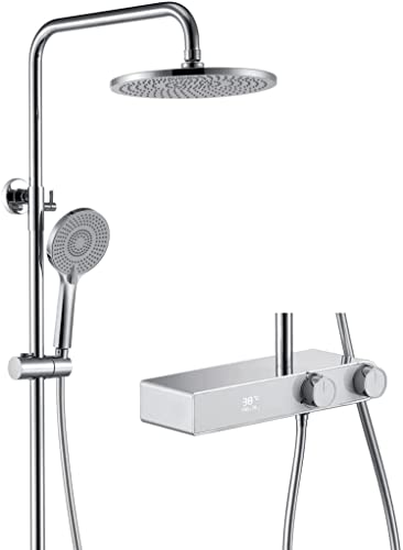 Duschsystem Set mit Duschkopfkopf Duschschlauch Duschhahn Set Set Wall montiertem Höhenhöhe Einstellbare Duschkombination mit Handheld -Dusche, rotierbarer Wannenauslauf, goldene Dekoration Duschsystem Set mit Duschkopfkopf Duschschlauch Duschhahn Set Set Wall montiertem Höhenhöhe Einstellbare Duschkombination mit Handheld -Dusche, rotierbarer Wannenauslauf, goldene Dekoration von QTYQWC