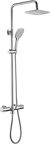 Duschsystem Set mit Duschkopfkopf Duschschlauch Duschhahn Set Wandmontierte verstellbare Duschkombination mit Regendusche und 3-Setting-Handheld-Dusche, Wasserfallwanne, schwarze Dekoration von QTYQWC